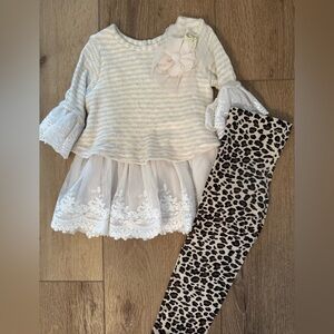 Rare Editions Cream Lace Blouse with Floral Detail